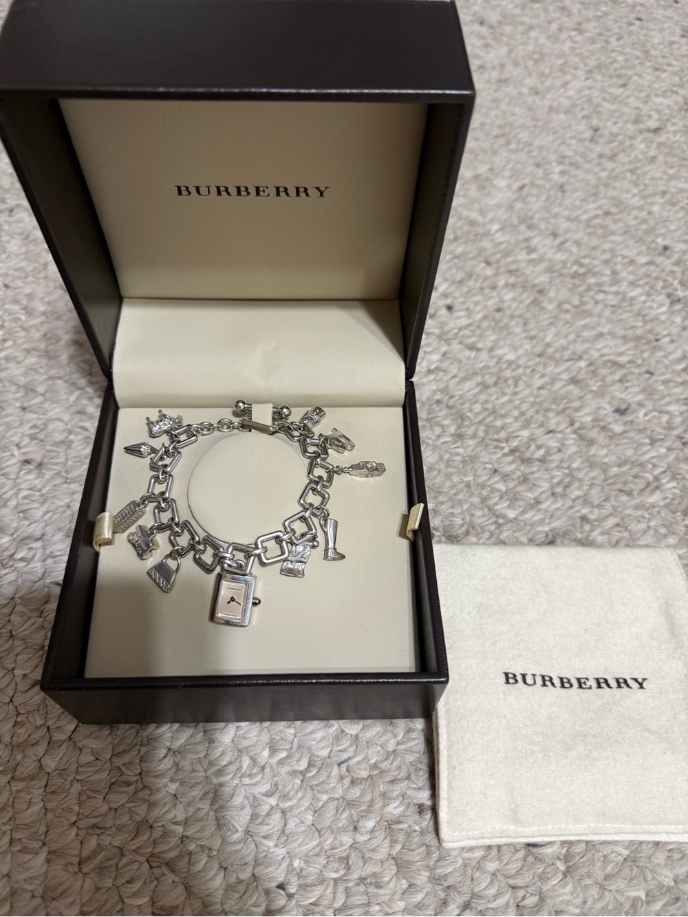 Burberry Silver Charm Bracelet with Signature Charms